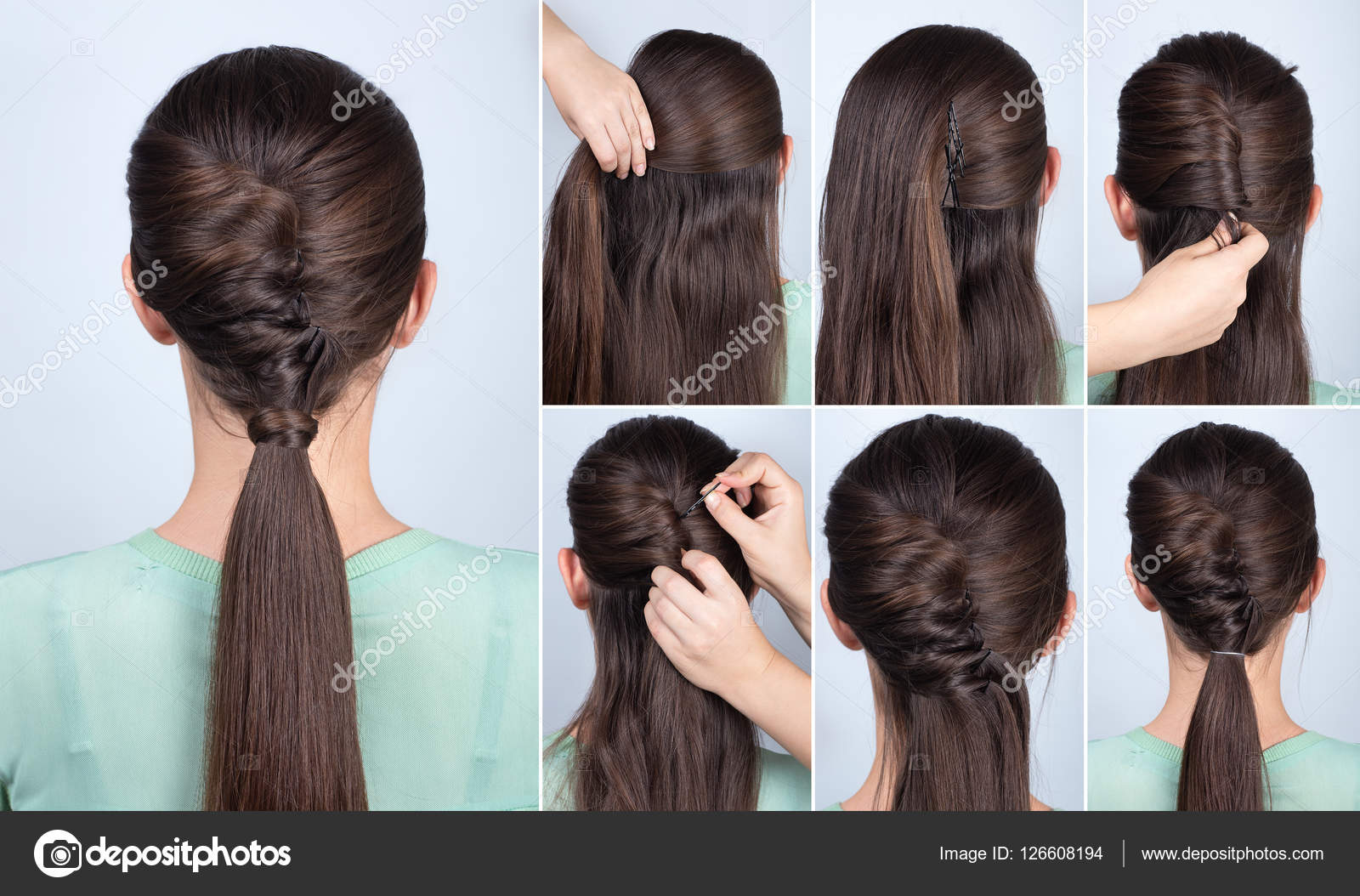 Hairstyle ponytail with twist hair tutorial Stock Photo by ©AlterPhoto 126608194 Hairstyle ponytail with twist hair tutorial Stock Photo by ©AlterPhoto 126608194