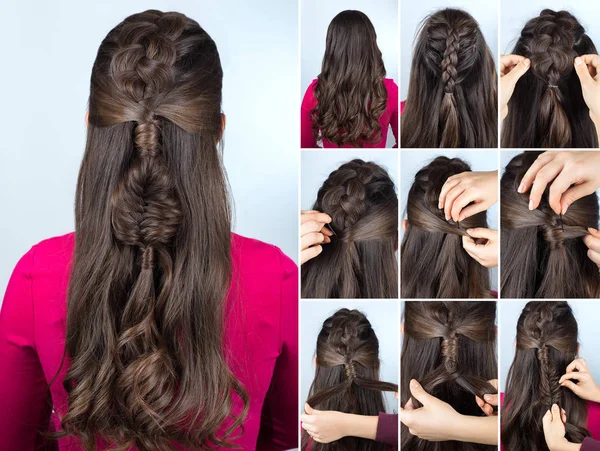 Penteado boho plait tutorial — Fotografia de Stock