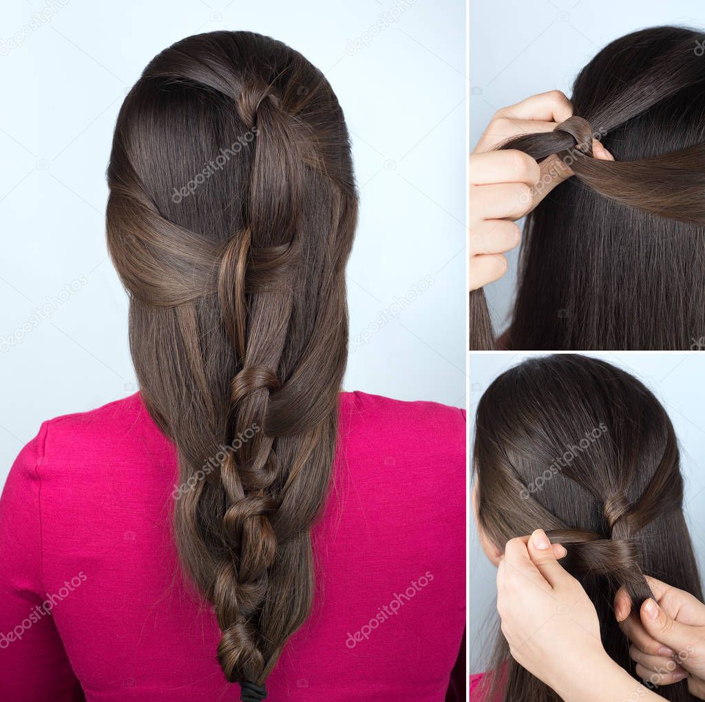 Hairstyle of twisted knots tutorial