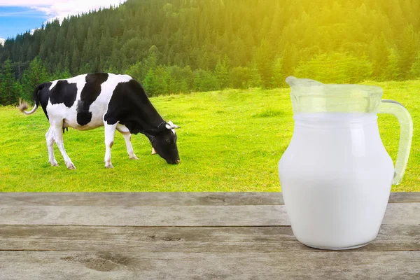 Milch im Glaskrug — Stockfoto