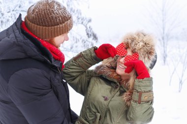 kış açık havada komik Çift