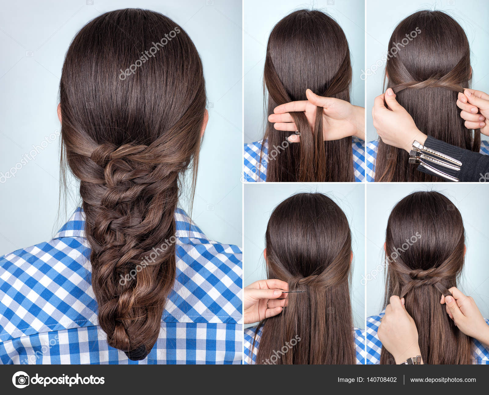 Images Easy Hairstyle Simple Hairstyle Tutorial Stock
