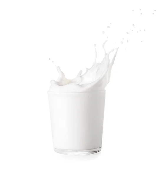 Glass of milk with splash — Stock Photo, Image