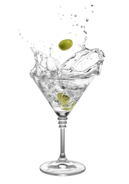 Martini con olive e spruzzi — Foto Stock