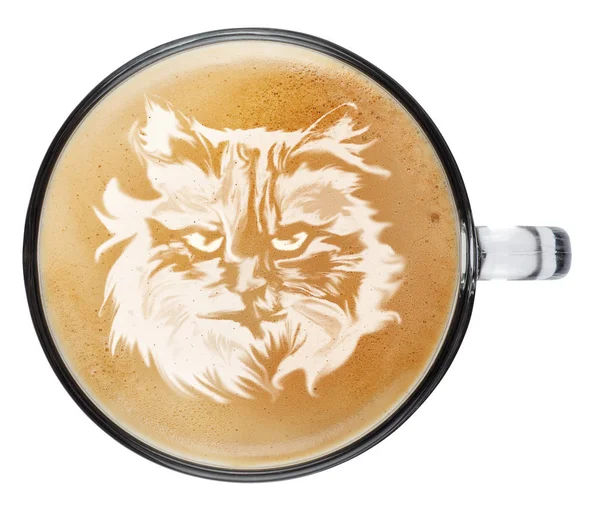 Ovanifrån latte konst kaffe — Stockfoto