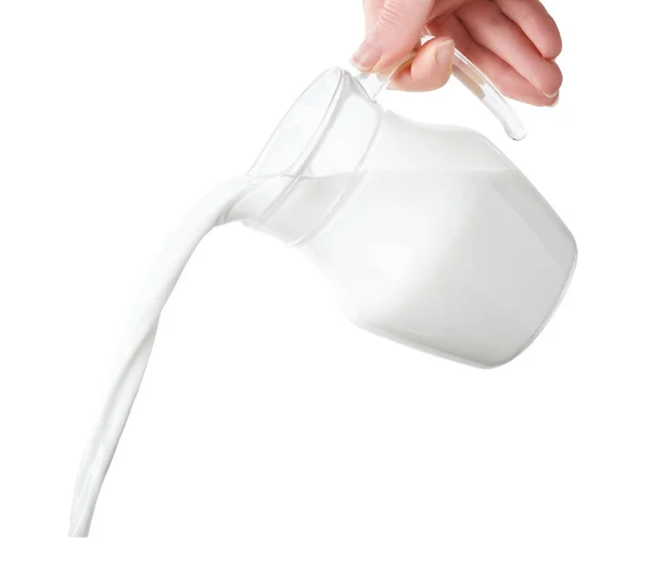 Verter leite de jarro — Fotografia de Stock