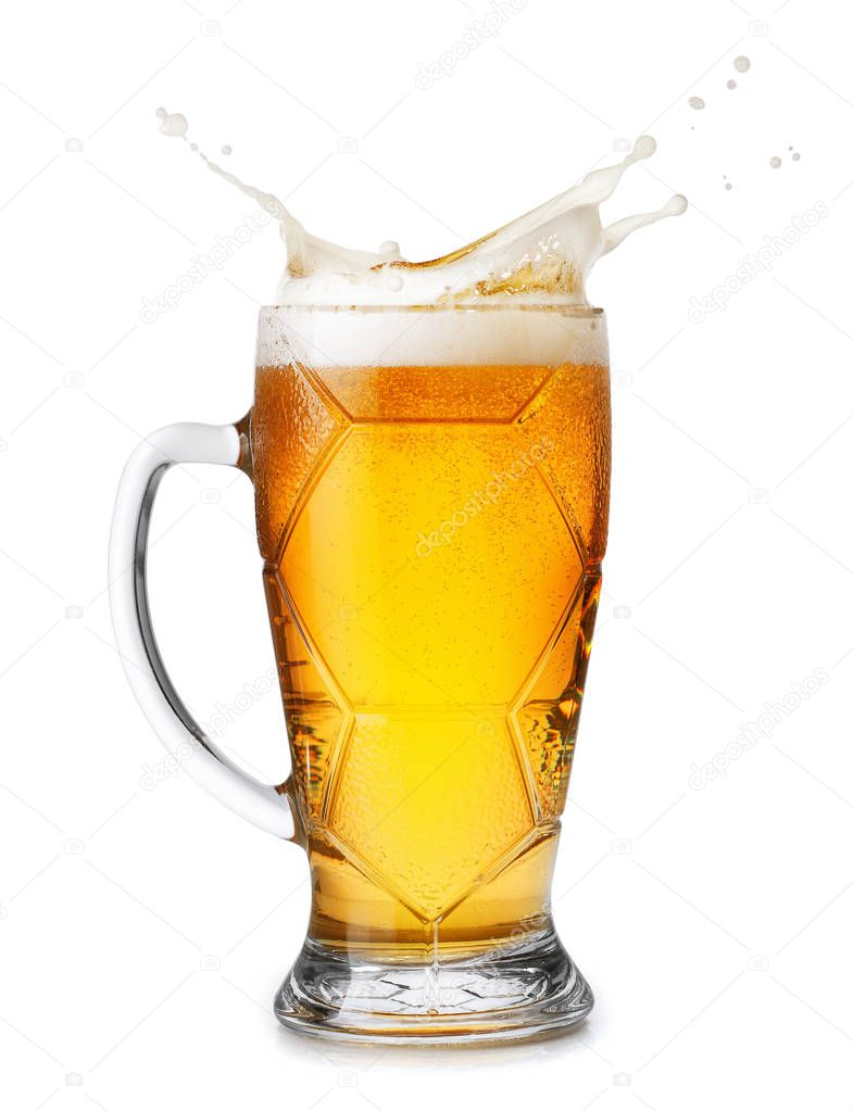 beer with splashes foam