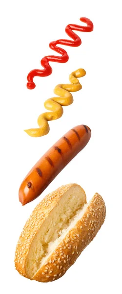 Hot dogy s létáním ingredience — Stock fotografie