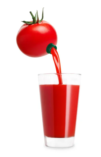 Juice flowing in big glass — Stock Photo, Image