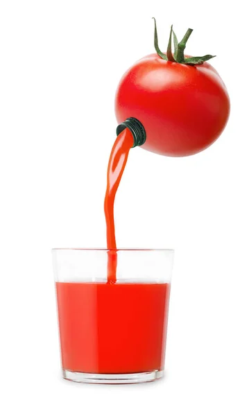 Tomato juice pouring in glass — Stock Photo, Image