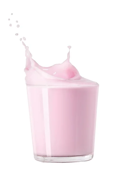 Çilekli süt sıçramasına — Stok fotoğraf
