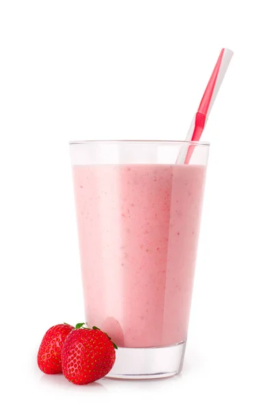 Strawberry smoothie isolated on white — Stock Photo, Image