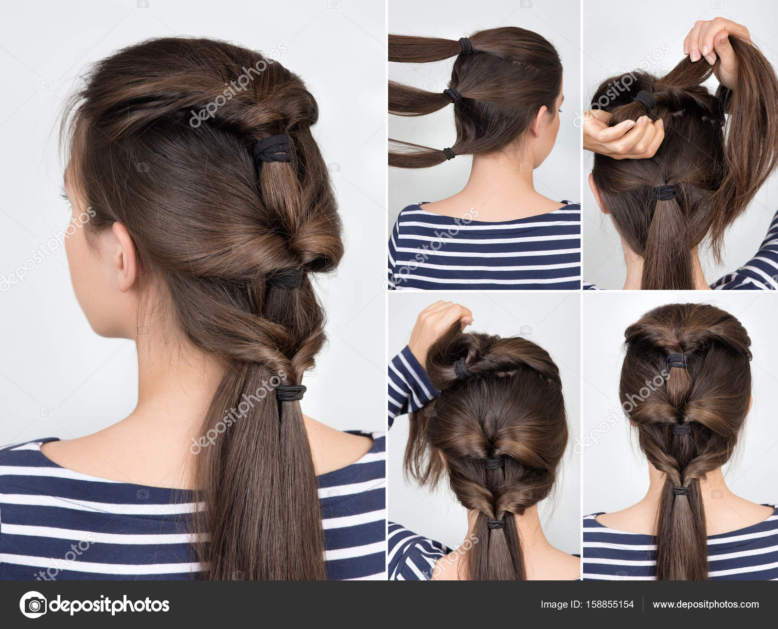Hairstyle Twisted Pony Tail Tutorial Stock Photo C Alterphoto