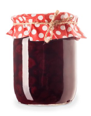 kavanoza beyaz izole kiraz reçeli