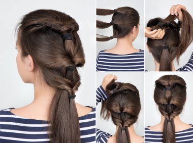 saç modeli midilli kuyruk öğretici bükülmüş