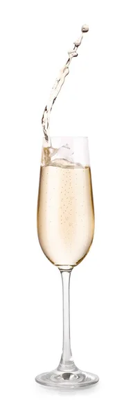 Bicchiere di champagne con spruzzata — Foto Stock