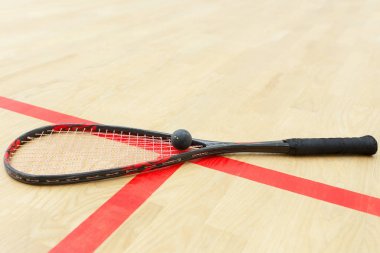 racquetball equipment on the court clipart