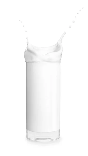 スプラッシュとミルクのガラス — ストック写真