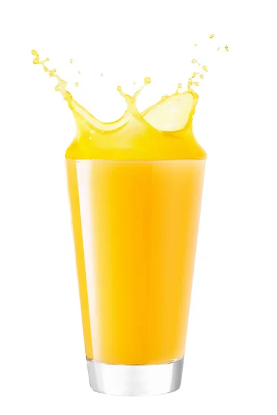 Glas stänk apelsinjuice — Stockfoto