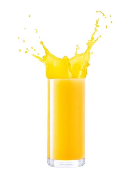 Glas stänk apelsinjuice — Stockfoto