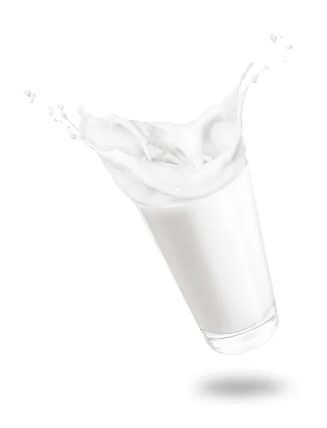 Склянка молока з бризками — стокове фото