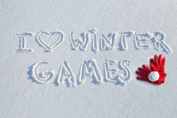 i love winter games written on snow