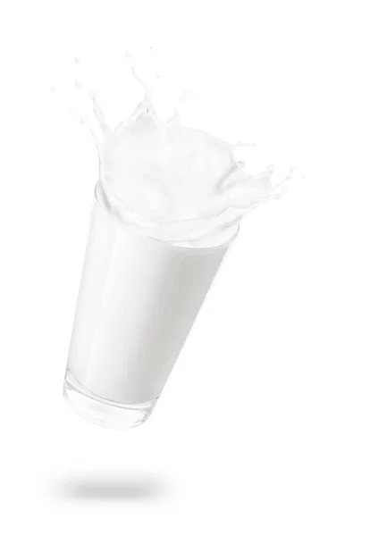 Glas melk met spatten — Stockfoto