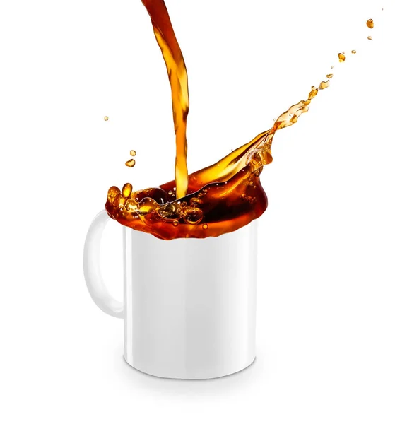 Kávé vagy tea özönlenek a bögre — Stock Fotó