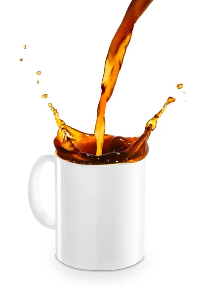 Kávé vagy tea özönlenek a bögre — Stock Fotó