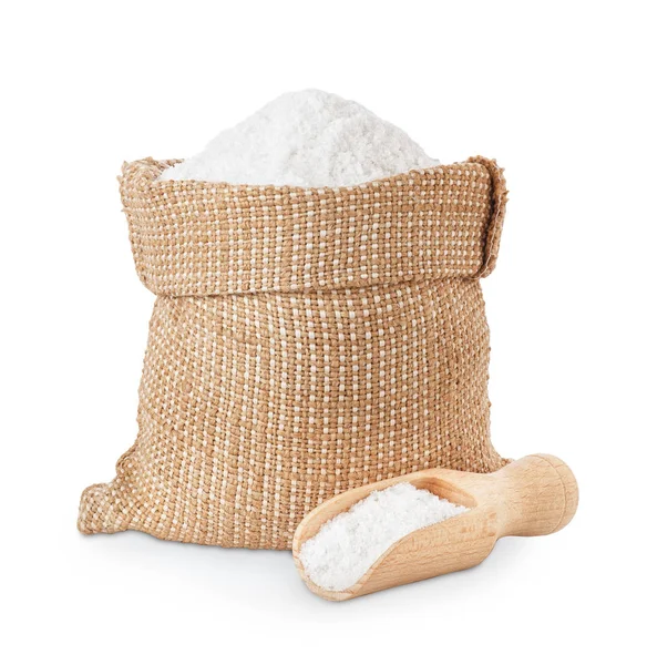 Salt in bag and scoop — Stock Photo, Image