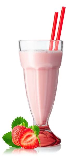 Jordgubbsmilkshake i glas — Stockfoto