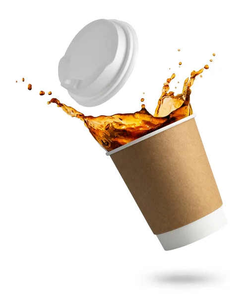 stock image falling disposable cup with coffee splash