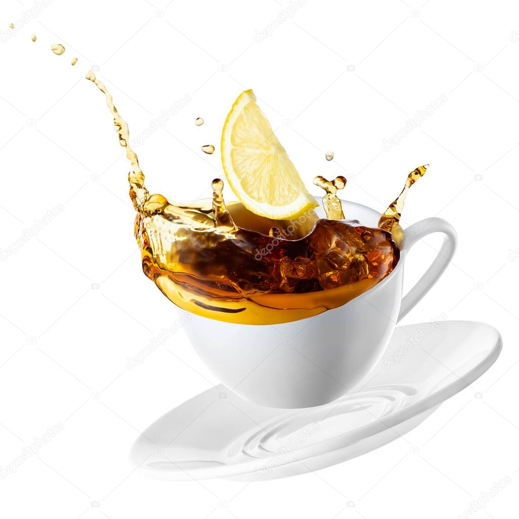 cup with tea splash