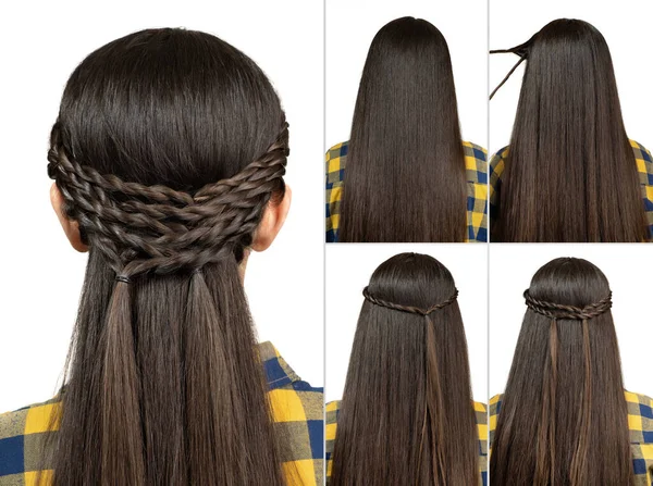 Simple hairstyle tutorial — Stock Photo, Image