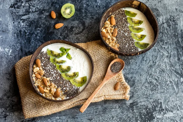 Desayuno Saludable Frutas Tazón Coco Bali Bowls Indonesia Bali Healthy Imagen de stock