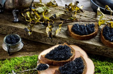 Siyah havyar. Rus gıda.
