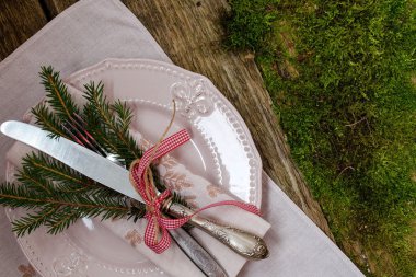 Noel için Tablo ayarı. Vintage tarzı.