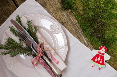 Noel için Tablo ayarı. Vintage tarzı.