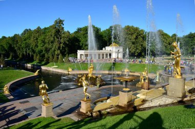 Grand cascade Peterhof, Saint Petersburg, Rusya Federasyonu.