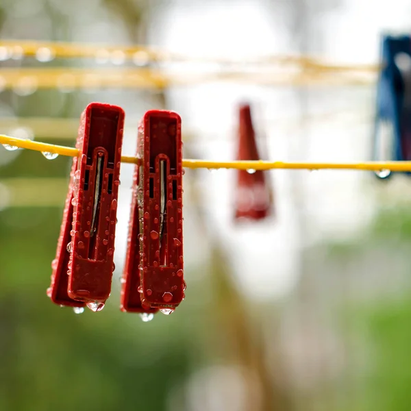 Clothespins on the clothesline