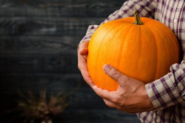 Arka plan ile kabak erkek elinde