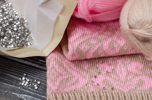 Knitting sweater close-up