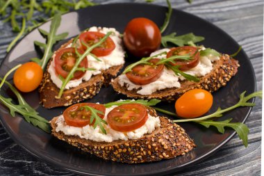 Bruschetta with cheese and tomatoes clipart