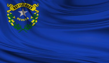 Ulusal devlet devlet Nevada ipek örtüsü üzerinde ABD bayrağı sallayarak. Amerikan vatansever öğesi. Amerika Birleşik Devletleri sembolü. 