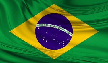 Brasil Ulusal dalgalanan bayrak ipek örtüsü üzerinde 