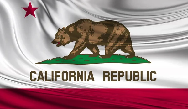 National state waving flag of the US state California on a silk drape .