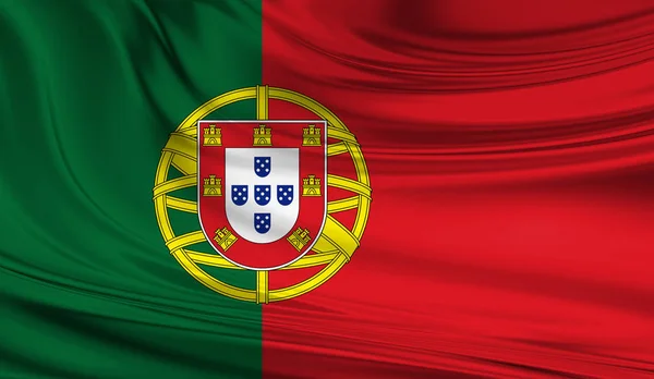 Národní vlající vlajka Portugalska na hedvábné rouška — Stock fotografie