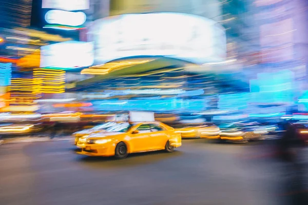 Abstracte Beweging Wazig New York City Taxi Rijden Snel Stad — Stockfoto