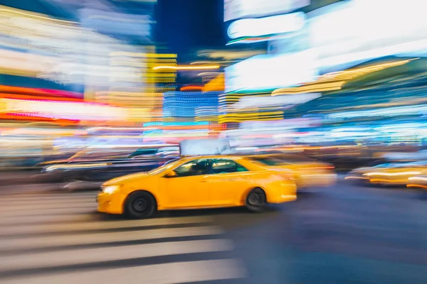 Abstracte Beweging Wazig New York City Taxi Rijden Snel Stad — Stockfoto