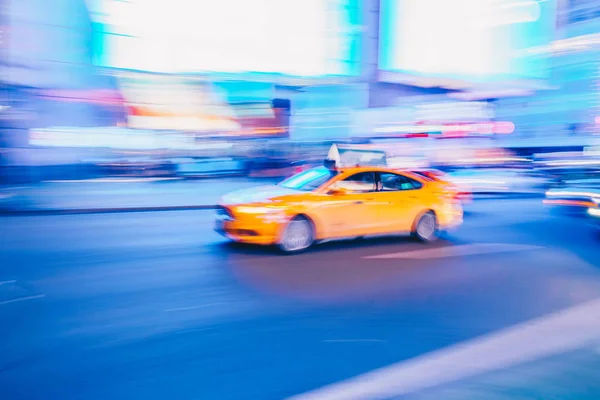 Abstracte Beweging Wazig New York City Taxi Rijden Snel Stad — Stockfoto